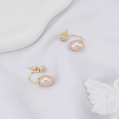 1 Pair Alloy Rhinestone Stud Earrings EJEW-LP0009-11-1