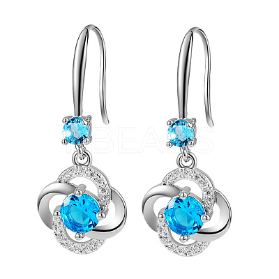 Flower Cubic Zirconia Drop Earring JE910A-1