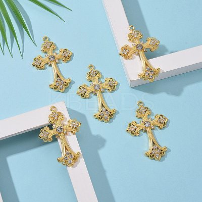 Alloy Rhinestone Cross Big Pendants LS-ALRI-1475-G-NR-1