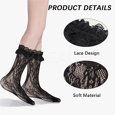 8 Pairs 6 Colors Nylon Women's Socks AJEW-CN0004-36-1