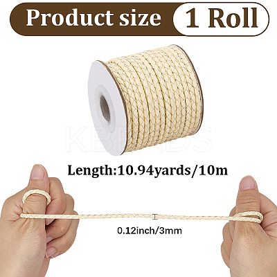 1 Roll Round Braided Cowhide Cords WL-CY0001-01B-1