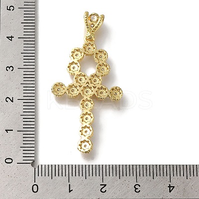Cross Rack Plating Brass Micro Pave Clear Cubic Zirconia Pendant KK-U019-17G-03-1