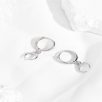 1 Pair Brass Moon Hoop Earrings EJEW-LP0007-116P-1