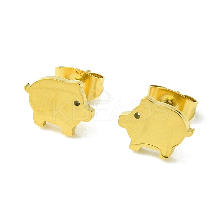 Cute Little Animal Theme 304 Stainless Steel Stud Earrings LS-EJEW-B041-02B-G-1