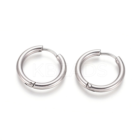Tarnish Resistant 202 Stainless Steel Huggie Hoop Earrings A-EJEW-F111B-19mm-P-1