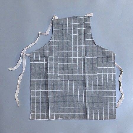 Tartan Pattern Cotton and Linen Sleeveless Apron AJEW-WH20068-002-1