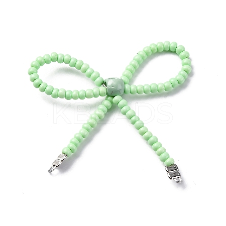 Alloy & Glass Seed Beads Bowknot Chandelier Component Links PALLOY-D359-03F-1