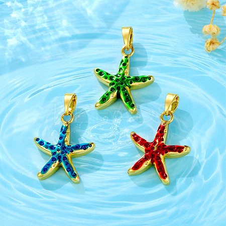 Brass Enamel Pendants KK-K305-02G-1