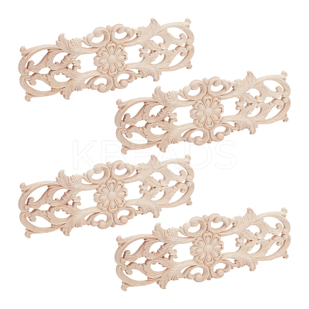 Wood Carved Onlay Applique Display Decoration WOOD-WH0124-119D-1