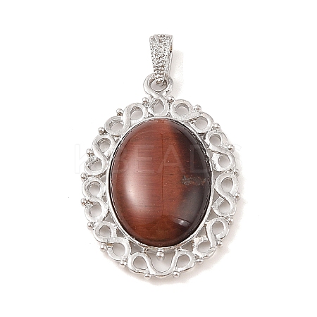 Dyed & Heated Natural Red Tiger Eye Pendants G-A226-03P-01-1
