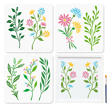 1 Set PET Hollow Out Drawing Painting Stencils DIY-MA0006-48-1