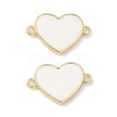 Brass Enamel Heart Links Connector Charms KK-L256-48B-G-1