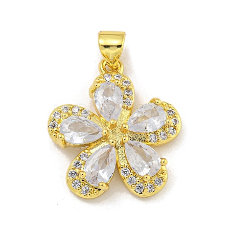 Rack Plating Brass Micro Pave Cubic Zirconia Pendants KK-G513-93G-02-1