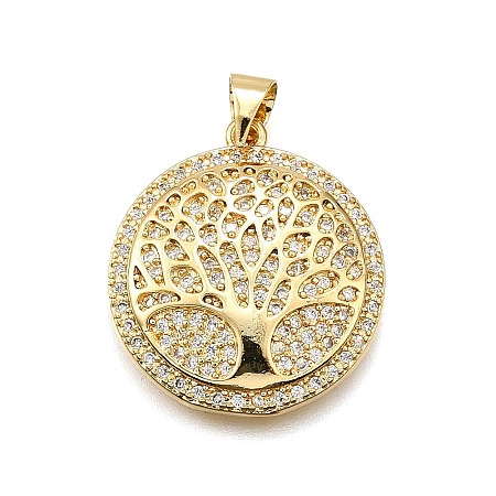 Rack Plating Brass Micro Pave Cubic Zirconia Pendants KK-K401-93G-1