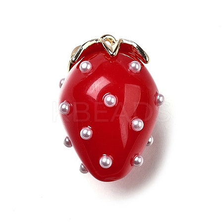 Strawberry Brass Acrylic Pendants OACR-R006-02G-02-1