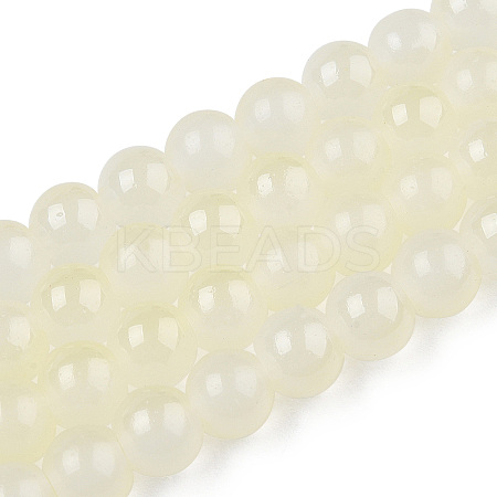 Baking Paint Imitation Jade Glass Round Bead Strands X1-DGLA-N003-6mm-02-1