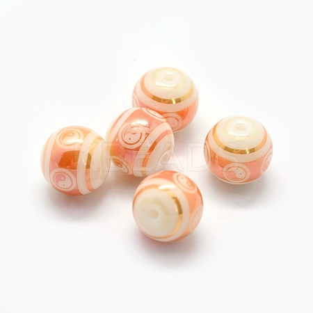Feng Shui Opaque Spray Painted Glass Beads LAMP-P050-B01-8mm-1