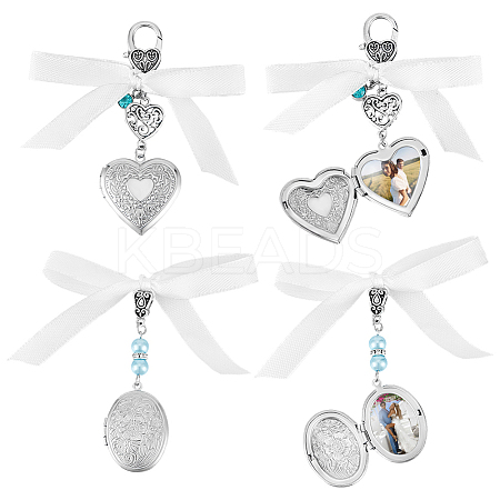 4Pcs 2 Styles Glass & Alloy Pendant Decoration HJEW-UN00037-1