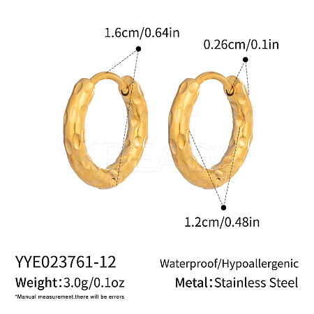 304 Stainless Steel Hammered Hoop Earrings KB6800-2-1