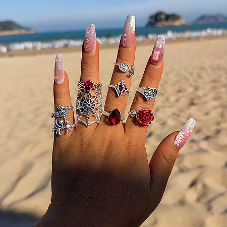 Halloween Theme Alloy and Resin Rhinestone Rings Sets FS-WG25DD8-04-1
