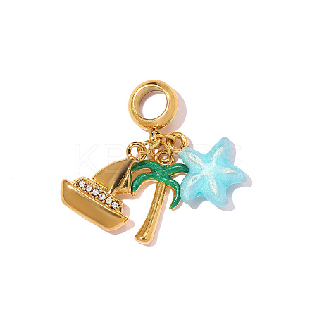 Summer 304 Stainless Steel Enamel Pendants STAS-OY012-10G-1