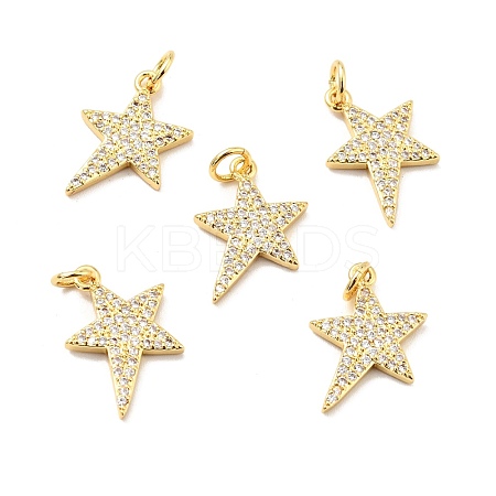 Brass Micro Pave Cubic Zirconia Pendants KK-E015-14G-1