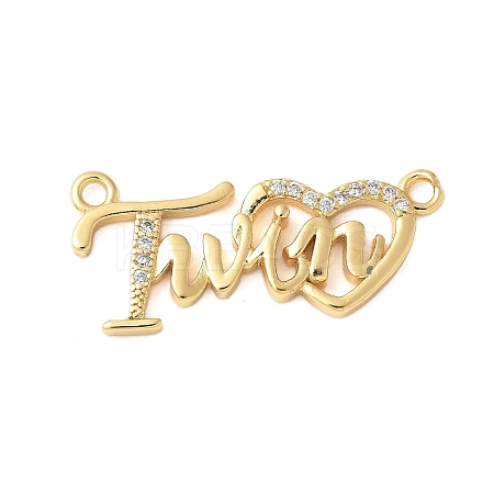 Brass Micro Pave Clear Cubic Zirconia Links KK-D357-03A-G-1