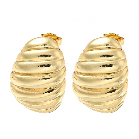 Rack Plated Chunky Teardrop Brass Stud Earrings for Women EJEW-Z048-12G-1