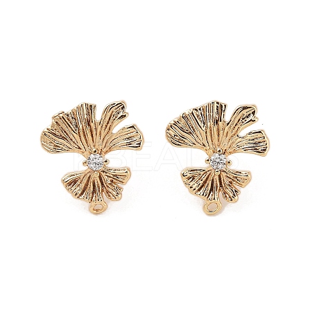 Brass with Clear Cubic Zirconia Stud Earring Findings KK-G491-57D-G-1