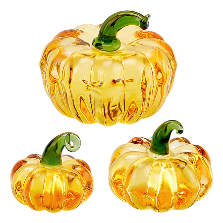 3Pcs 3 Styles Glass Pumpkin Display Decorations DJEW-PH0001-68C-1