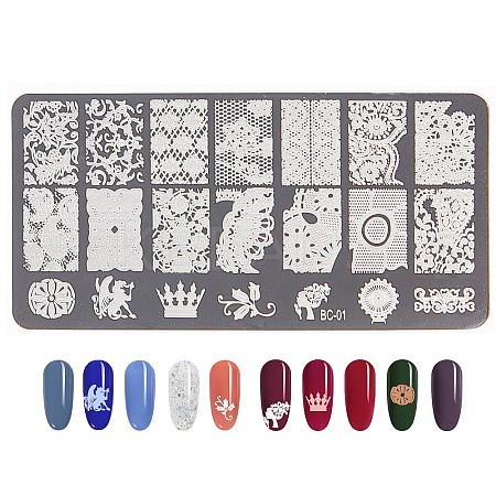 Non-Tarnish Lace Flower Stainless Steel Nail Art Stamping Plates LS-X-MRMJ-L003-C01-1
