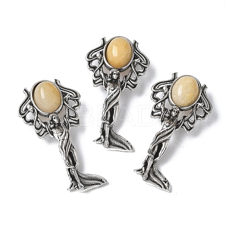 Angel Brass Natural Topaz Jade Pendants KK-D361-02AS-24-1