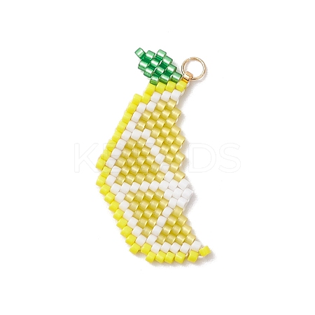 Glass Seed Beaded Lemon Pendants PALLOY-MZ00814-02-1