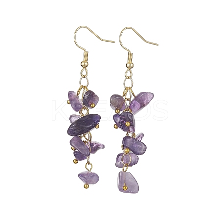 Natural Amethyst Chips Dangle Earrings EJEW-JE05266-01-1