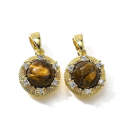 Natural Tiger Eye Half Round Charms KK-K398-20G-1