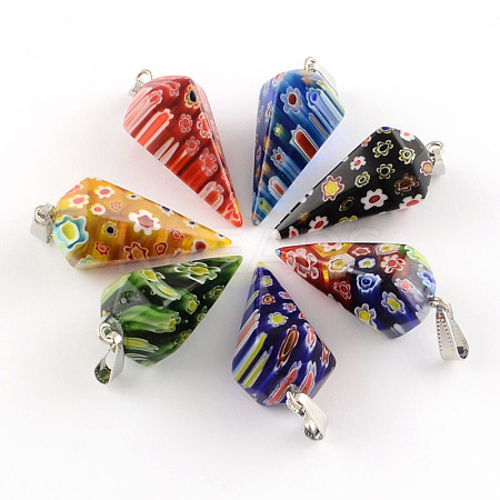 Cone Handmade Millefiori Glass Pendants LK-R010-M1-1