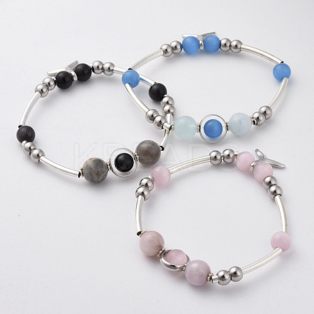Cat Eye Beads Stretch Bracelets BJEW-JB04762-1