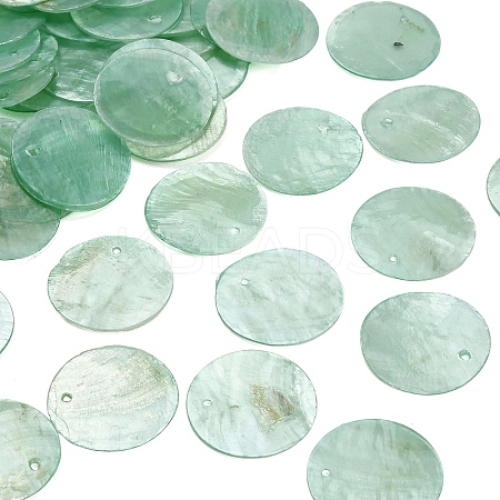 Spray Painted Natural Capiz Shell Pendants SHEL-C010-12B-1