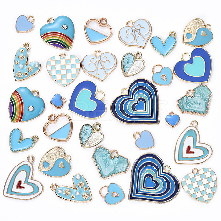 30Pcs 15 Styles Alloy Enamel Pendants ENAM-YW0004-18-1