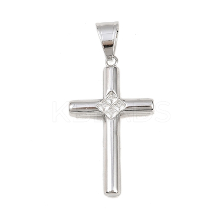316 Surgical Stainless Steel & Clear Cubic Zirconia Pendants STAS-A137-03A-P-1
