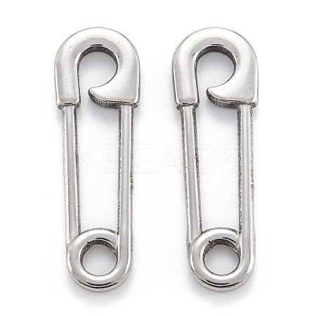 Non-Tarnish 304 Stainless Steel Safety Pin Pendant Charms X-STAS-M291-12P-1