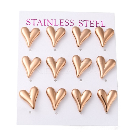 PVD Vacuum Plating 304 Stainless Steel Stud Earring EJEW-C099-04RG-1