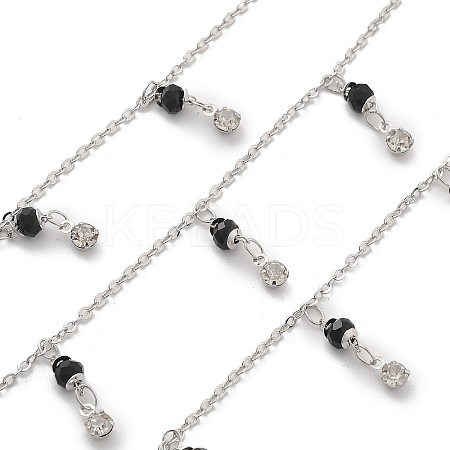 Handmade Brass Glass Beads & Rhinestone Chains CHC-L051-02P-1
