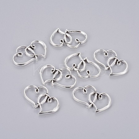 Tibetan Style Double Heart Links connectors TIBE-M029-02AS-LF-1