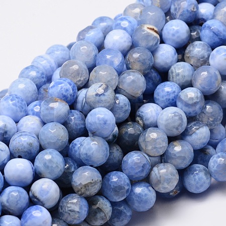 Dyed Natural Agate Faceted Round Beads Strands G-E320C-10mm-03-1