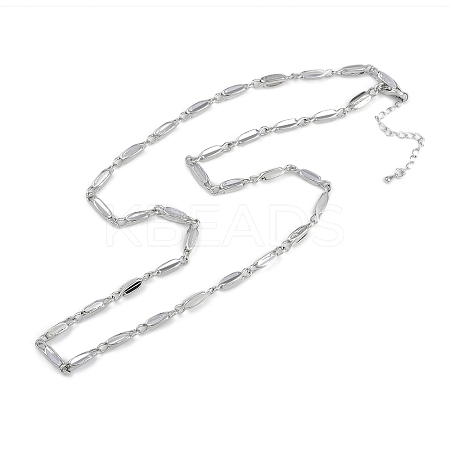 Rack Plating Brass Oval Link Chain Necklaces for Women NJEW-K382-16C-P-1