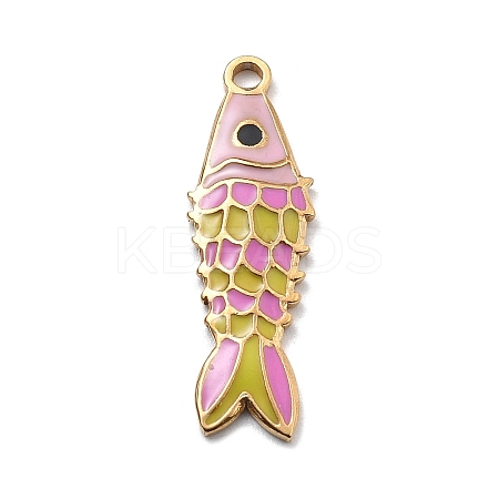 304 Stainless Steel Enamel Pendants STAS-R169-04C-G-1