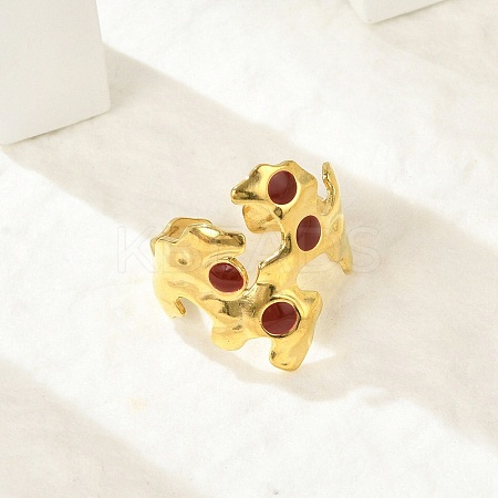 Irregular 304 Stainless Steel Enamel Wide Open Cuff Rings for Women LS-RJEW-G338-12G-01-1