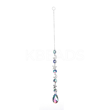AB Color Plated Crystal Teardrop Big Pendant Decorations HJEW-G019-03B-1