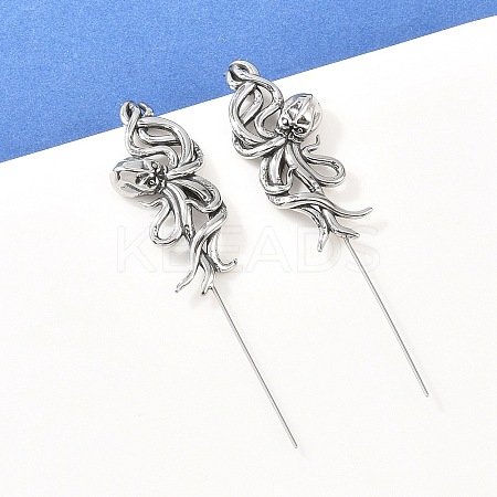 Octopus 316 Stainless Steel Ear Wrap Crawler Hook Earrings AJEW-C044-18AS-1